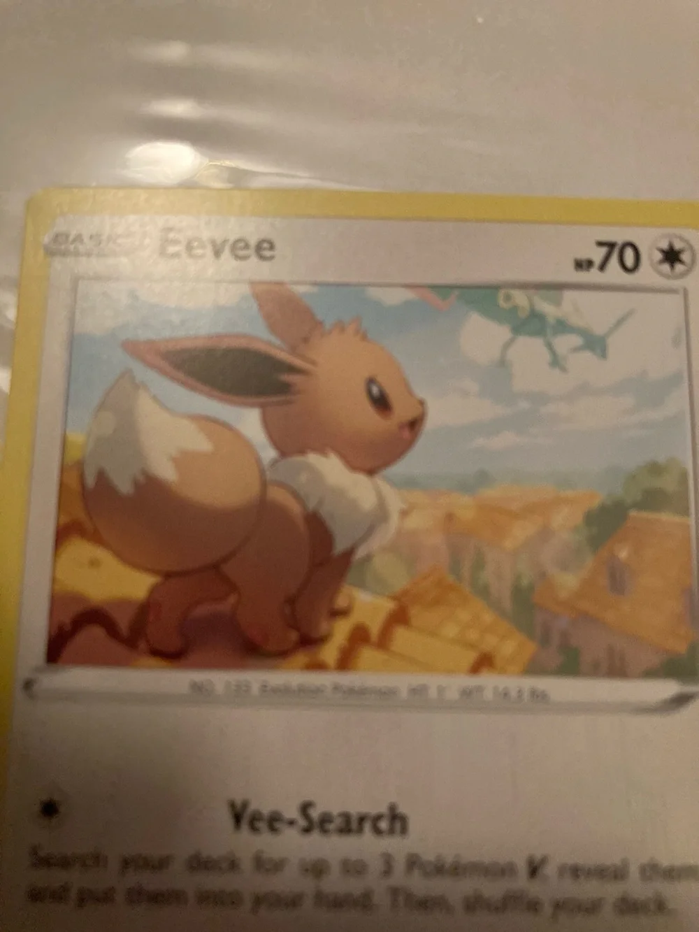 Pokemon Eevee Trading Card - Yellow Border, Brown Character
